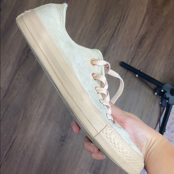 Suede Low Top Converse with Rose Gold Accents - Picture 7 of 8